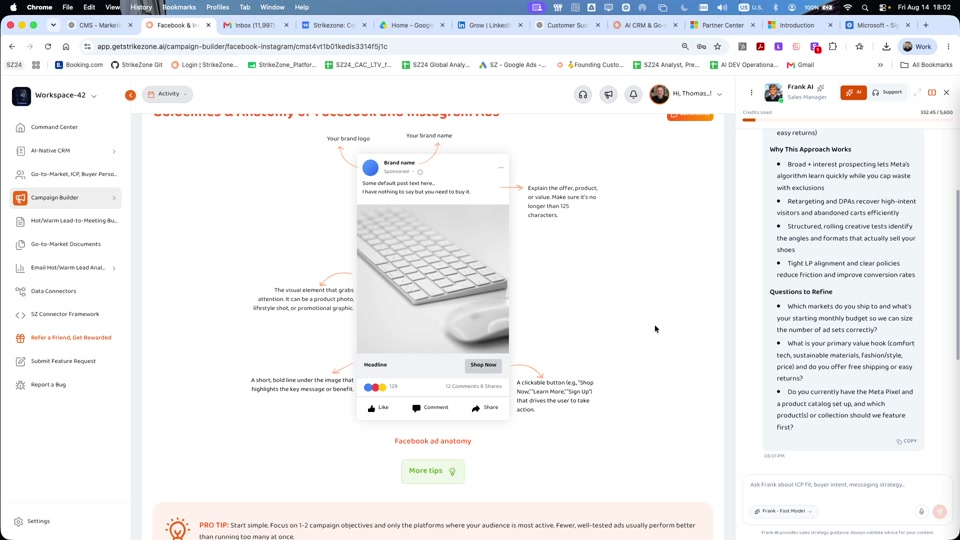 Facebook and Instagram ad structure diagram showing all components and checklist reference