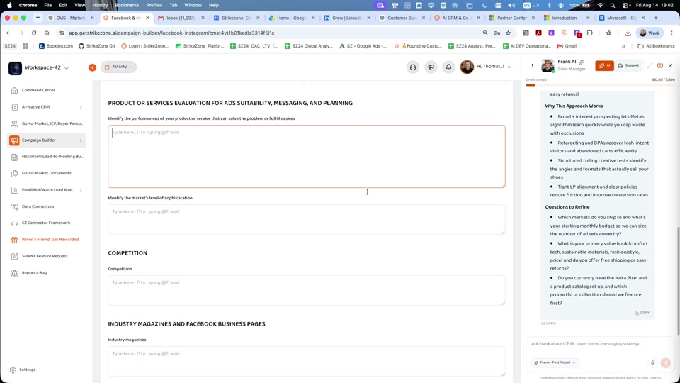 Competitor analysis table with unique value proposition fields