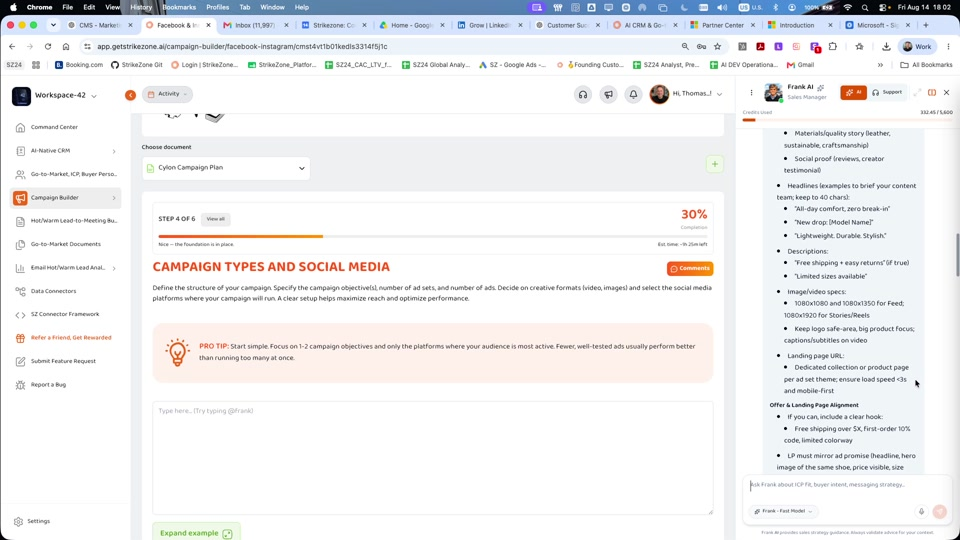 Product or service form with progress indicator and navigation buttons